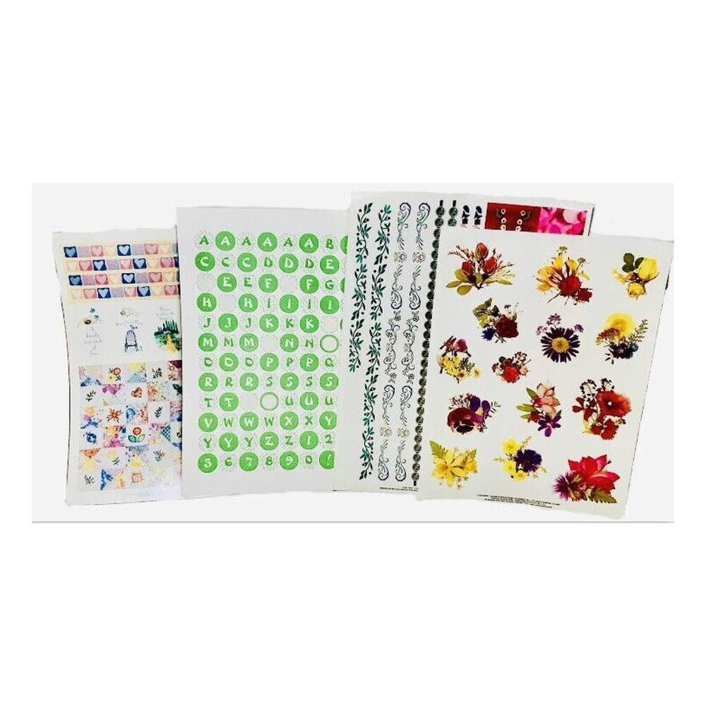 Sticker Lot Mixed Floral Border Heart Alphabet Quilt Scrapbooking Stickers